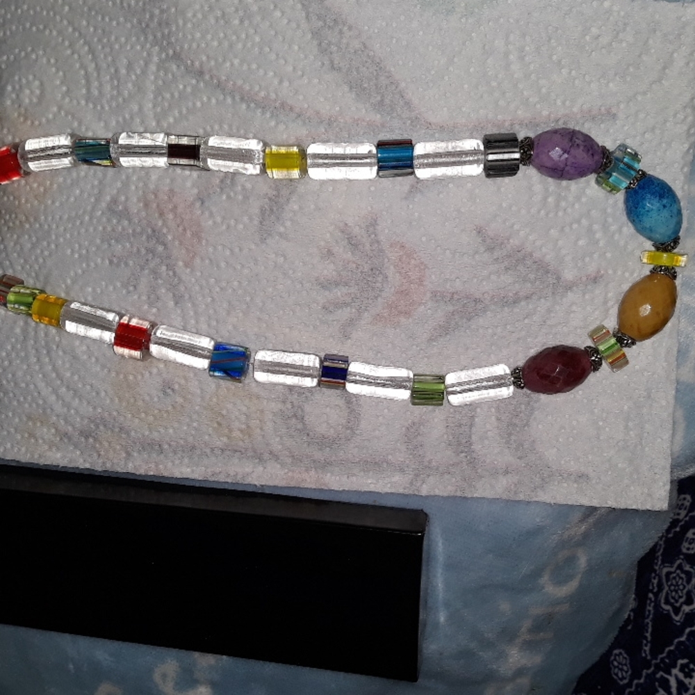 UNIQUE Chunky Cntempory Acrylic Colorful Bead Necklace. Handmade by Pandorakitty